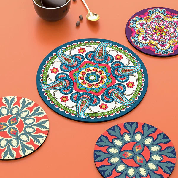 Elegant Floral Placemats & Silicone Coasters (COMBO)