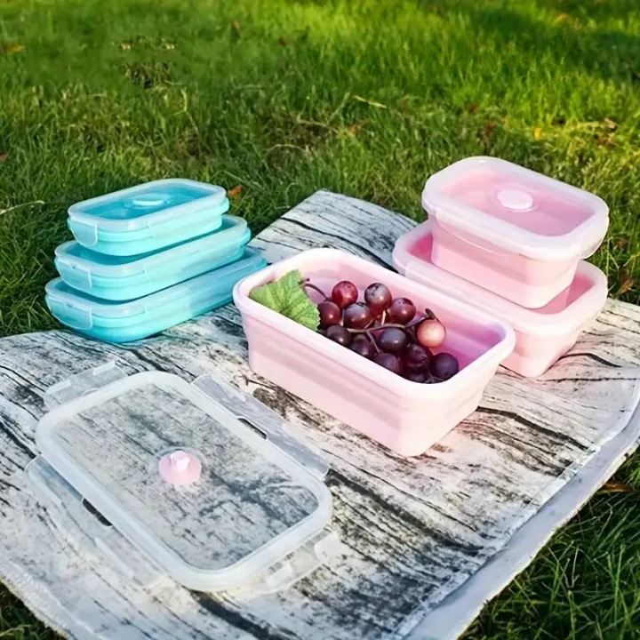 Foldable Silicone Lunch Box(Pack of 4)