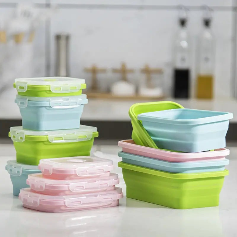 Foldable Silicone Lunch Box(Pack of 4)