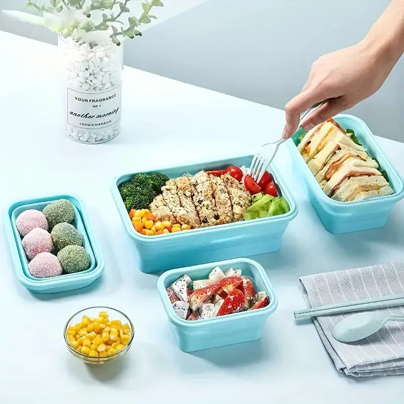 Foldable Silicone Lunch Box(Pack of 4)