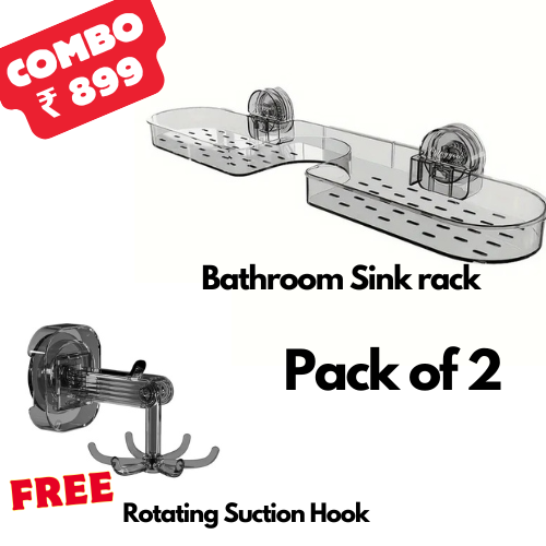 Bathroom Rack & Rotating Suction Hook ( Combo)